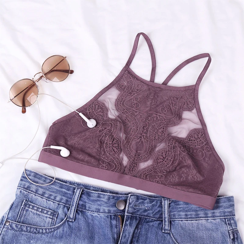 Новое поступление полная чашка сексуальный женский бюстгальтер Топ удобный кружевной кроп Топ беспроводной бесшовный бюстгальтер с вырезом лодочкой для женщин