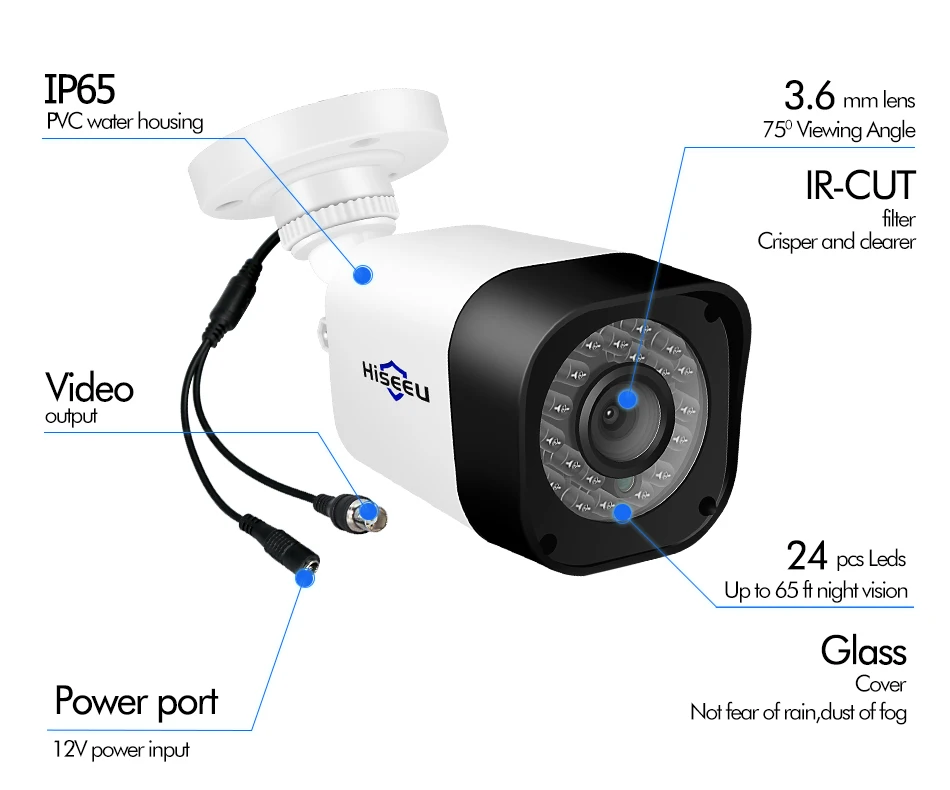 Hiseeu система видеонаблюдения 4CH 720 P/1080 P AHD камера безопасности DVR комплект CCTV Водонепроницаемая наружная домашняя система видеонаблюдения HDD