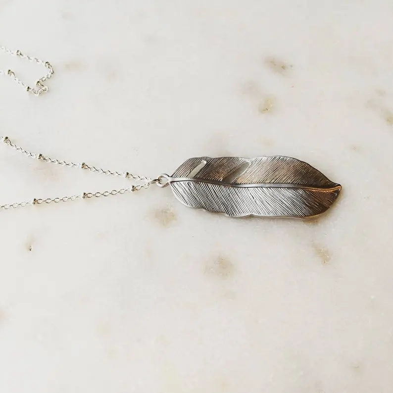 Fashion Simple Long Sweater Chain Necklace Vintage Alloy Feather Pendant Women Statement Jewelry leaf colar minimalista | Украшения и