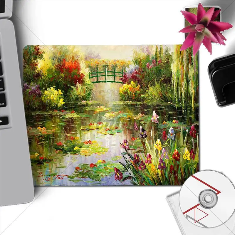 No Lock Edge25x29cm Yinuoda Клода Мона сад лотоса коврик для мыши ПК компьютерный коврик Размер для 180x220x2 мм и 250x290x2 мм маленький коврик для мыши - Цвет: No Lock Edge25x29cm