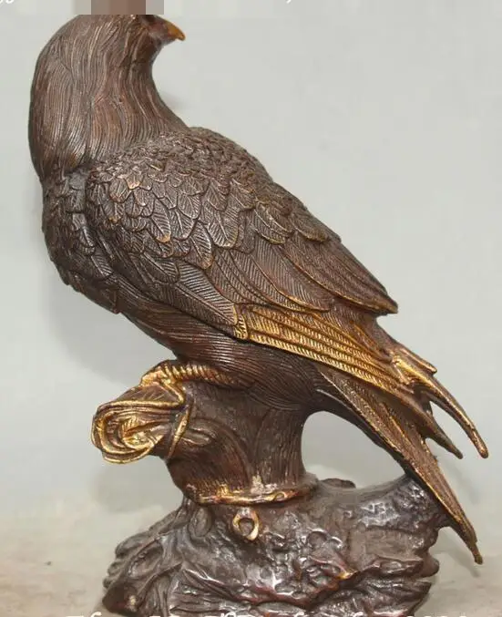 9 &quotКитайский Бронзовый позолоченный фэншуй свирепый Орел костюм сокола ястреба