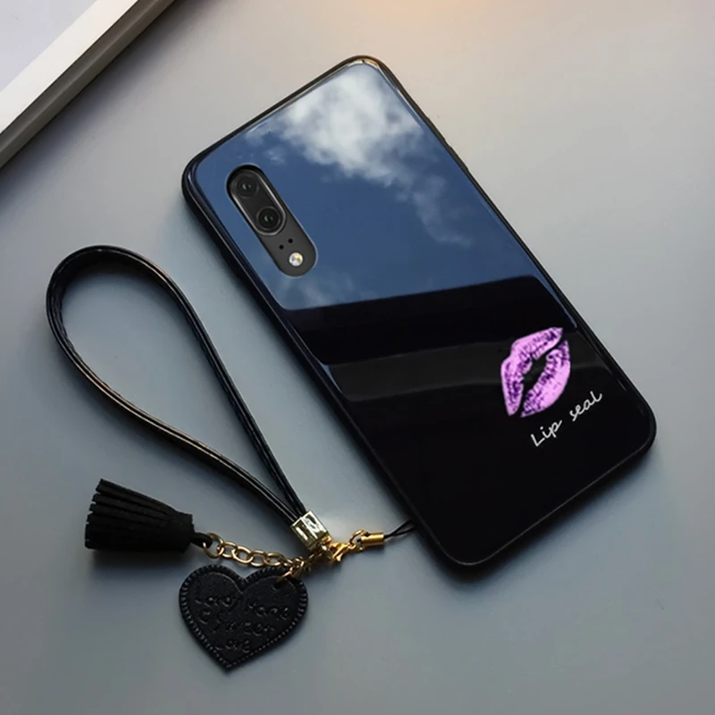 BONVAN закалённое Защитное стекло чехол для Huawei p20 Pro p20 маленьких P10 плюс губ печати Жесткий чехол для Huawei p20 lite p10 plus case кисточкой шнурки случай защиты чехлы на телефон