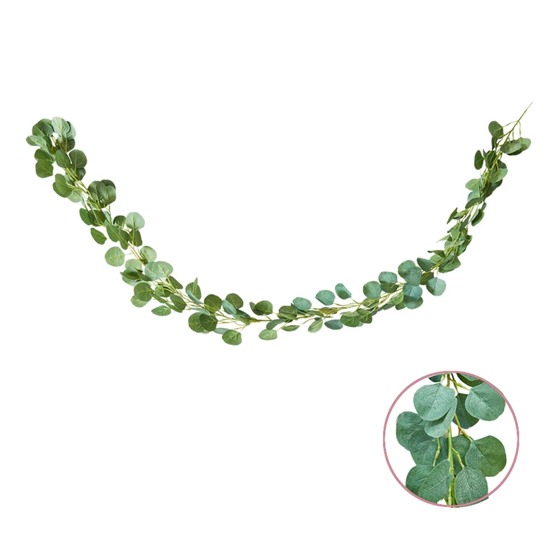 

Artificial Eucalyptus Leaves 2m Ivy Leaf Vine Plants Hanging Greenery Garland for Home Wedding Decoration DIY Wreath