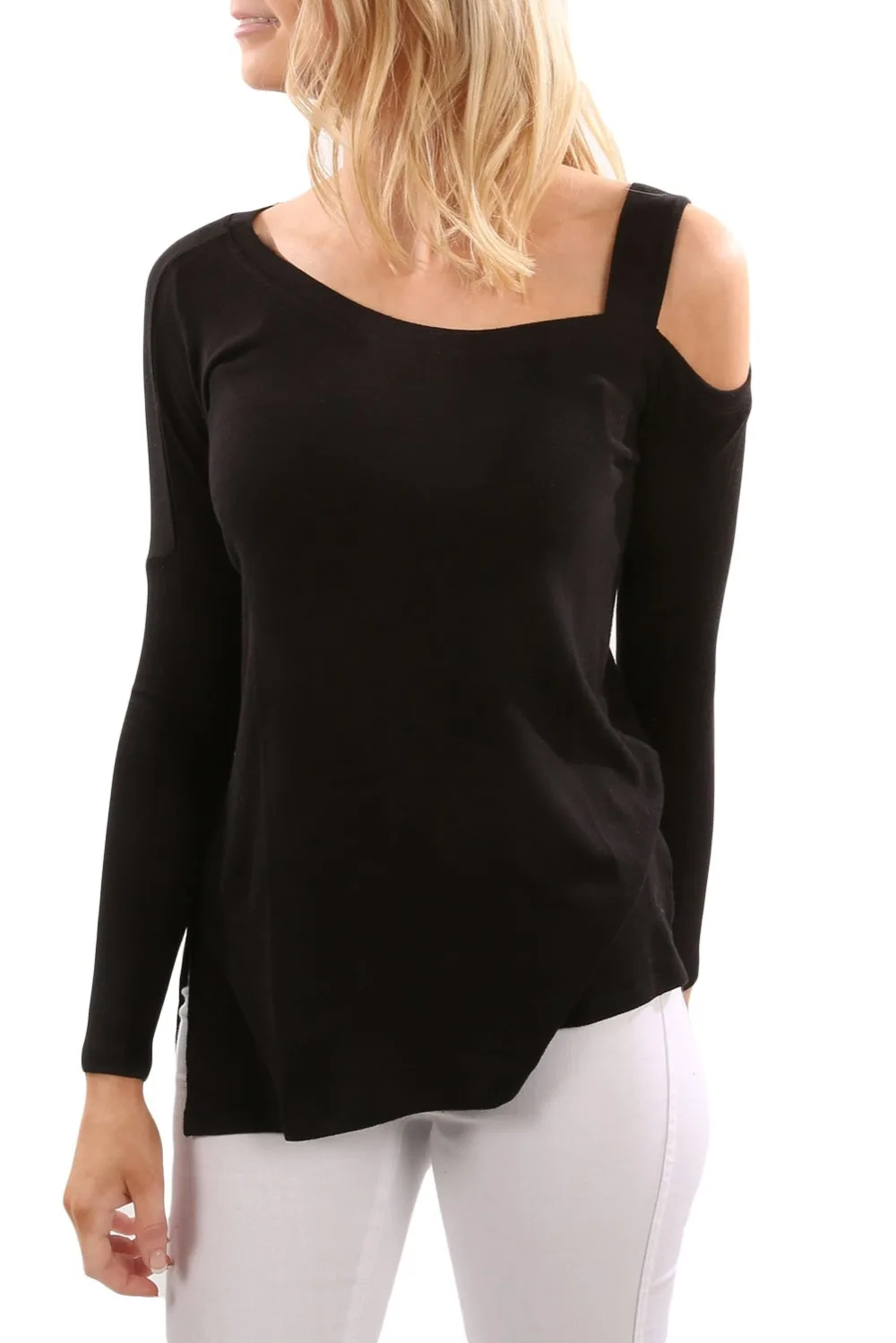Aletterhin Women Off Cold Shoulder Blouse Chemise Femme Autumn Spring Lady Skew Collar Slit Blusas Solid Shirt Streetwear Tops |