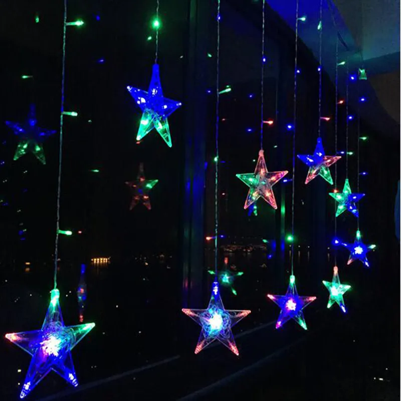 Светодиодная гирлянда пятиконечная звезда занавеска свет фея свадьба день