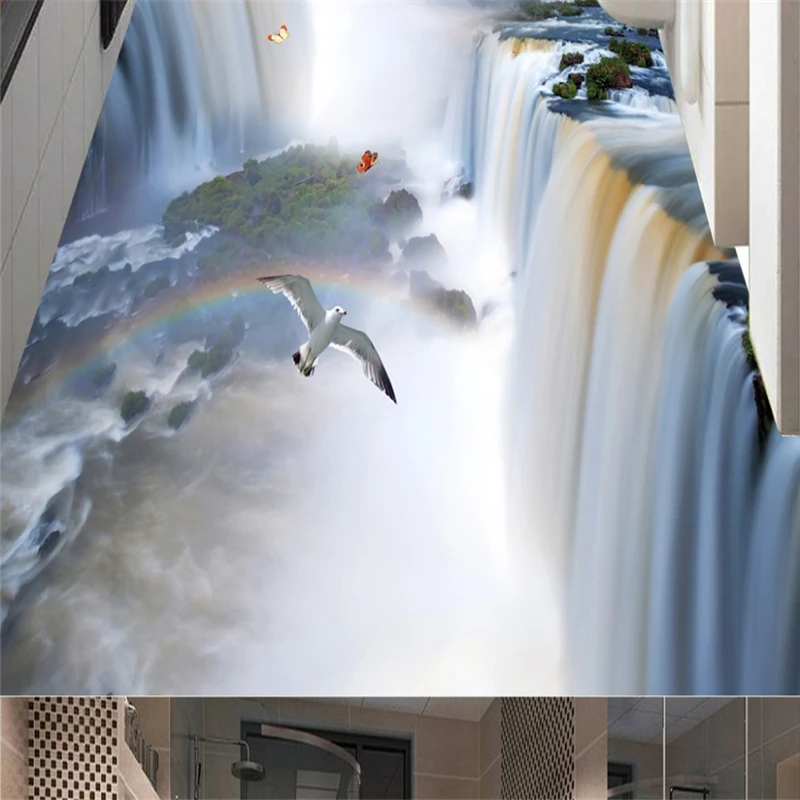 3D настенная бумага для ванной комнаты водостойкие Нескользящие ПВХ