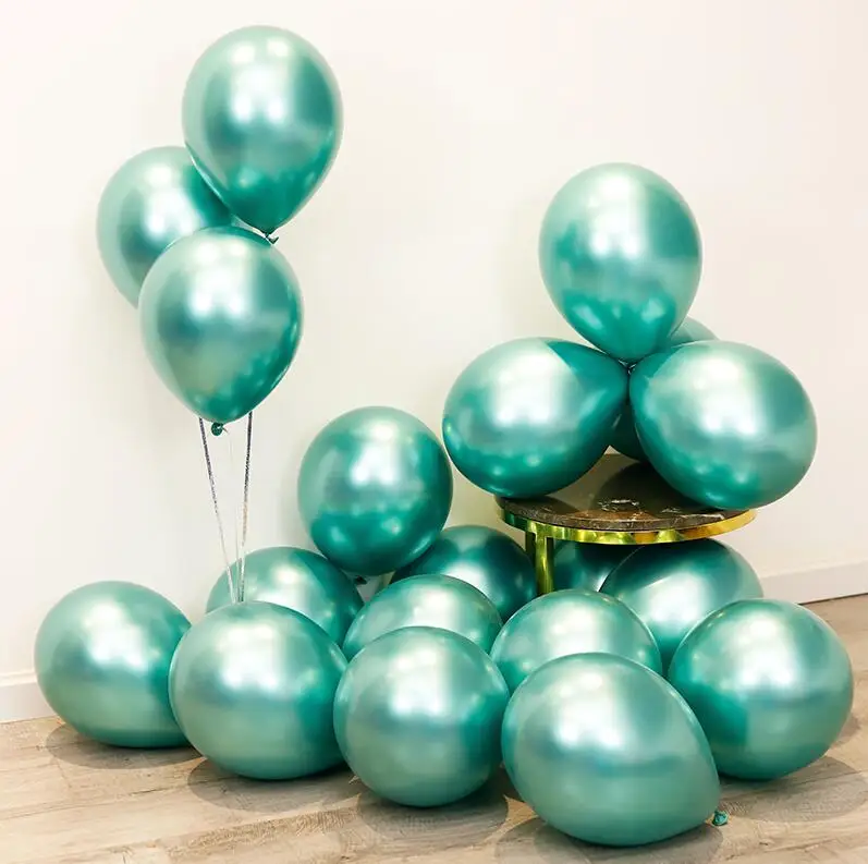 Green 10 шт 12 дюймовые металлические шары золотые, серебряные, красные, винные, фиолетовые круглые шары из латекса для детского дня рождения, свадьбы, вечеринки, украшения для детей - Цвет: Green