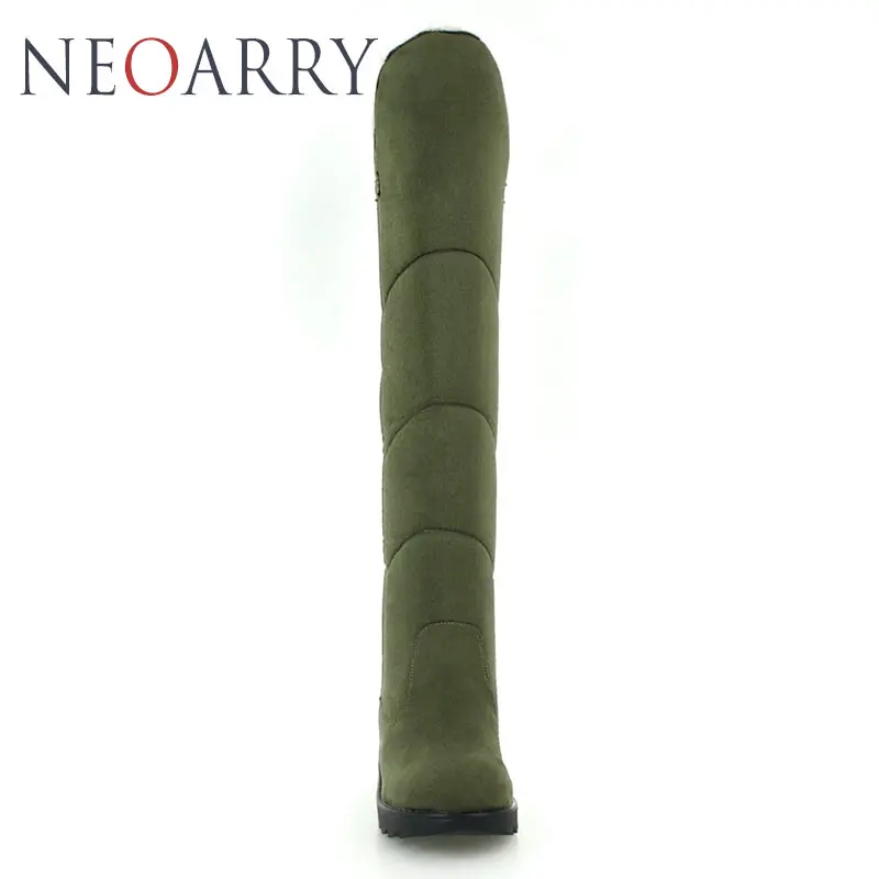 Neoarry Женские ботфорты на плоской подошве зимние сапоги слипоны Плюшевые Теплые