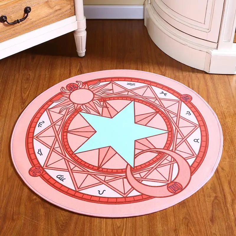 

Kids Bedroom Carpet Cartoon Pink Sakura Magic Circle Children Round Play Carpet Computer Chair Hanging Basket Puzzle Mats