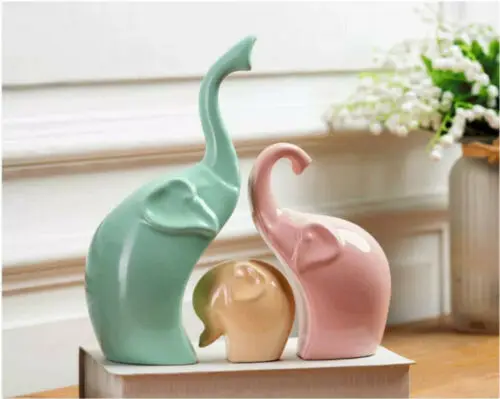 3 шт. семейная статуя слона домашний декор комнатное украшение фарфоровые