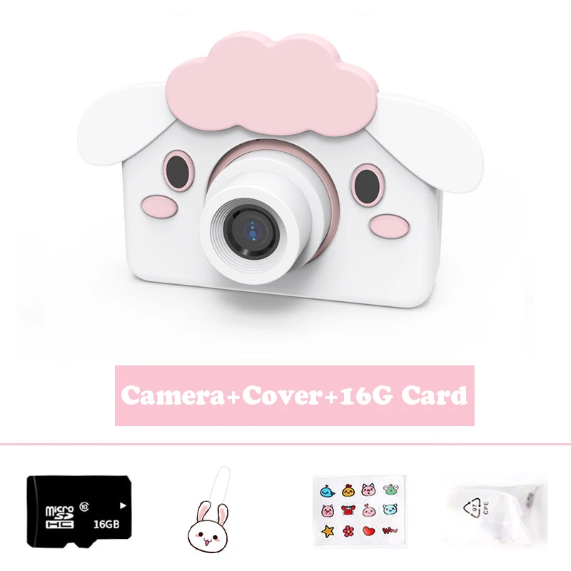 Camera-Cover-16G TF 24,0 МП HD мини-камера для детей, цифровая видеокамера с мультипликационным принтом для детей, перезаряжаемая камера для съемки, игрушки, подарки для детей - Цвет: Camera-Cover-16G TF