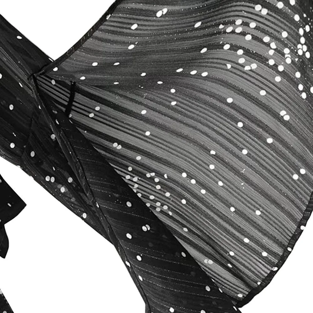 Новая модная женская блузка с v-образным вырезом в горошек черная расклешенными