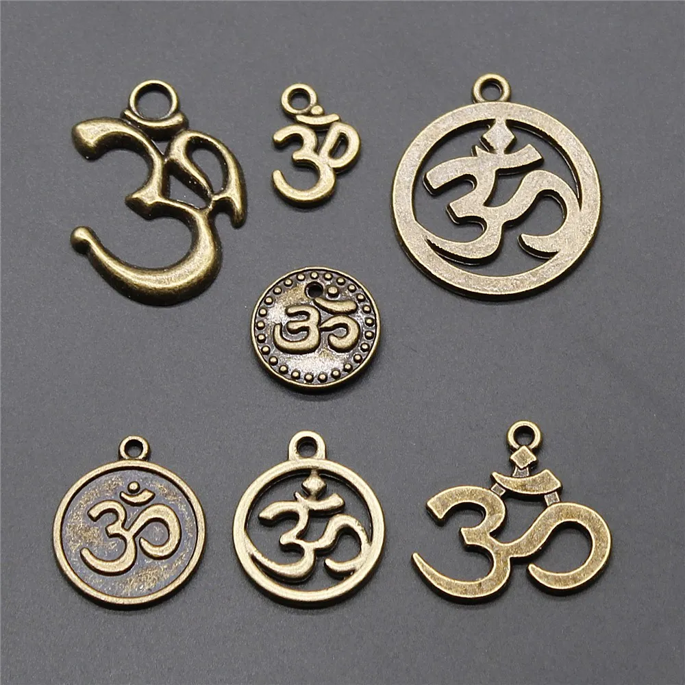 10pcs Charms Om Symbol Vintage Antique Bronze Color Yoga Om Sign Charms Pendant Jewelry Om Yoga Charms Jewelry Accessories