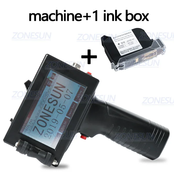 ZONESUN сенсорный экран ручной Интеллектуальный USB QR 360 градусов струйный принтер кодировочная машина для коробки резиновый металлический срок годности - Цвет: with 1 ink box