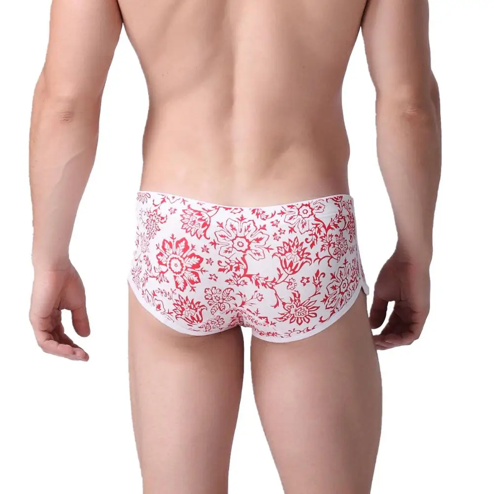 Мужское нижнее белье Cueca мягкие трусы боксеры с цветочным принтом удобные низкой