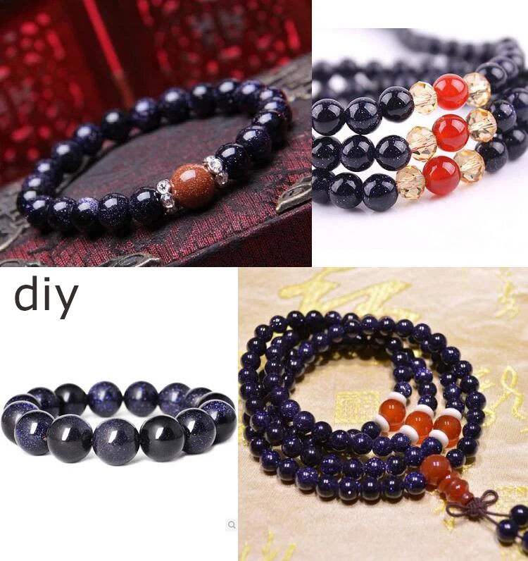 New Fashion 39cm/bag 4/6/8/10/12mm Blue SandStone Round Loose Beads Pick Size For Jewelry Making | Украшения и аксессуары