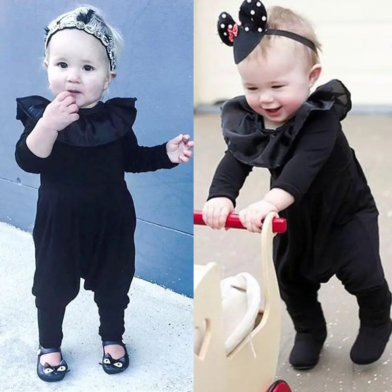 2017 Одежда для новорожденных девочек Комбинезон с оборками и длинными рукавами