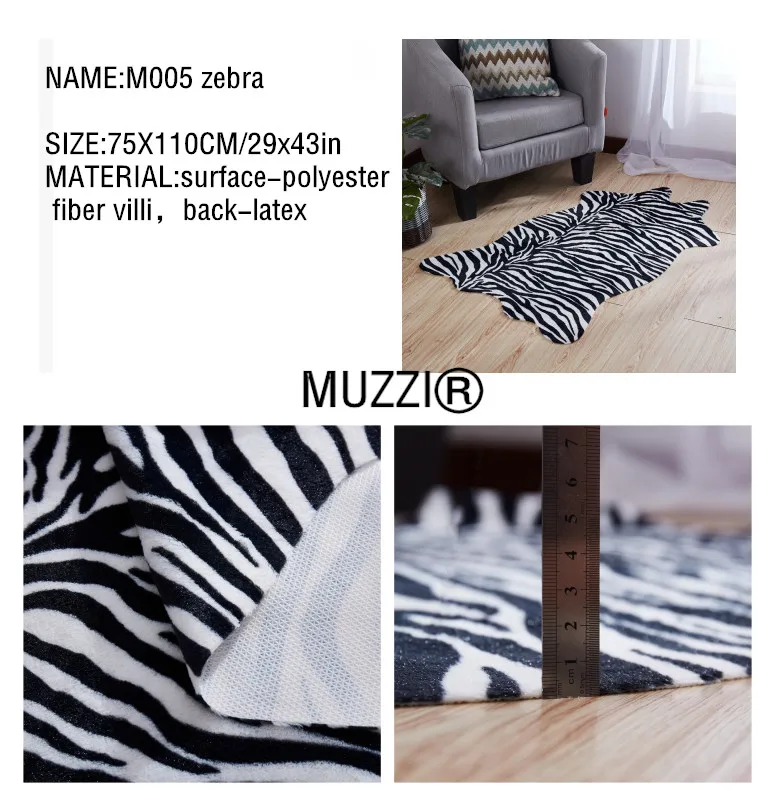 M005 75X110CM Модный ковер с принтом зебры/коровы, бархатные коврики из искусственной кожи, коровья кожа, животные, натуральная форма, ковры, декоративные коврики - Цвет: M005 75X110CM