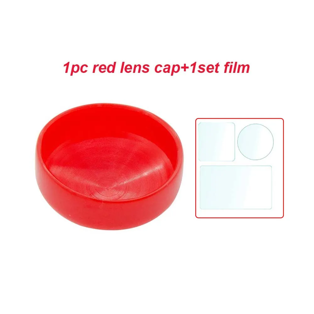 film and red cap JINSERTA 4in1Silicone крышка объектива Закаленное стекло Защитная пленка для экрана пленка для объектива для DJI OSMO аксессуары для экшн-камеры - Цвет: film and red cap