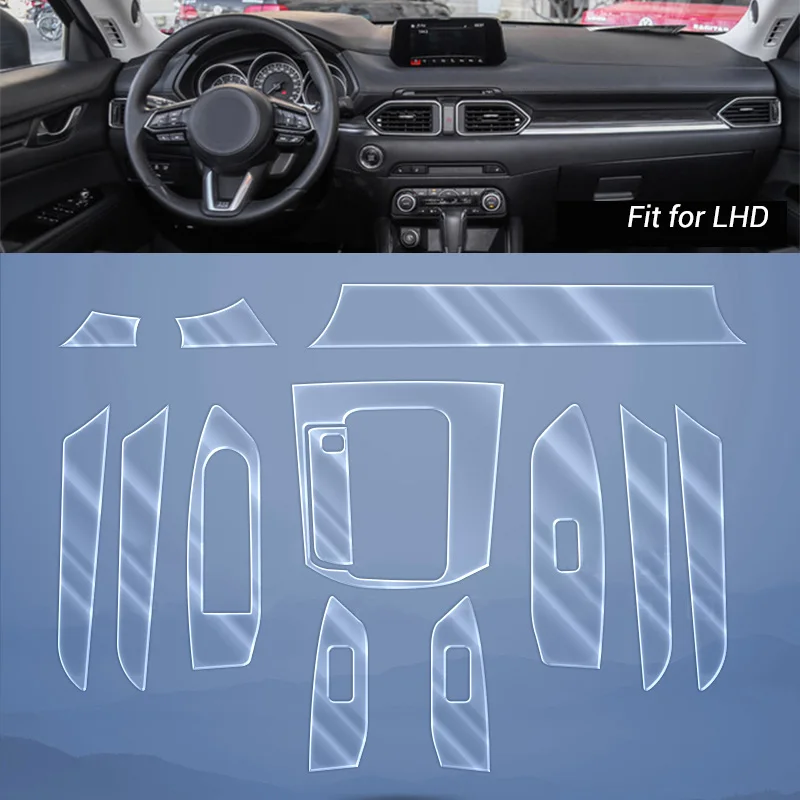 LHD Защитная пленка для салона автомобиля, покрытие из ТПУ, наклейка, яркий ремонт, мембранный стиль для Mazda CX-5 CX5 KF - Название цвета: LHD