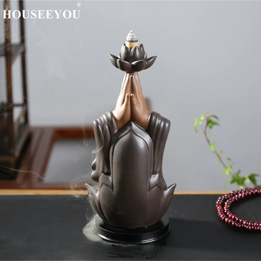 Backflow Incense Burner Ceramic Tathagata Buddha Cones Stick Holder Use In Home Office Teahouse Creative Decor | Дом и сад