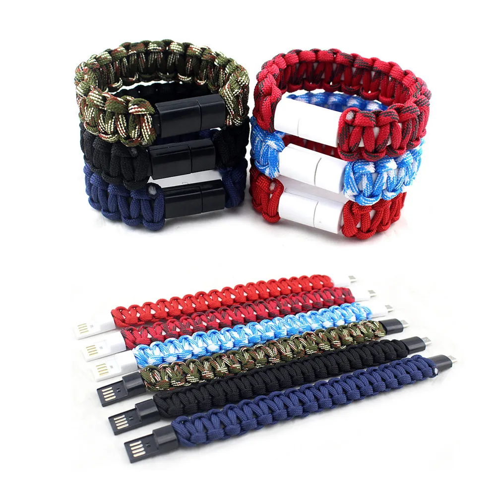 

Outdoor Braided Camouflage Micro USB&Type C USB Bracelet Charger Data Charging Cable Cord For iPhone 6 7 8 Samsung Xiaomi cables