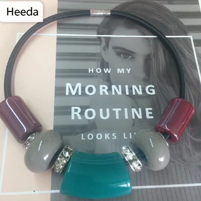Heeda Kpop шарики смолы Цепочки и ожерелья Для женщин ретро Изящные свитер цепи Мода Веревку Cahin воротник Элегантный Джокер подарки на день рождения - Окраска металла: Style5