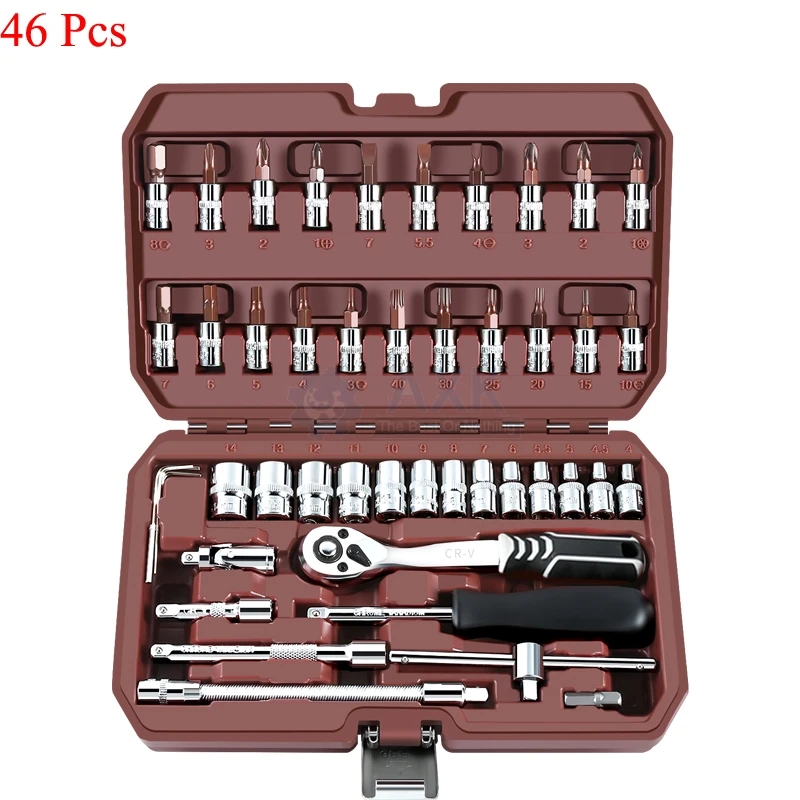 

Hand Tool Set Kit Storage Case Wrench Screwdriver Socket Axk With Plastic Woodworking Household High Quality Service Box