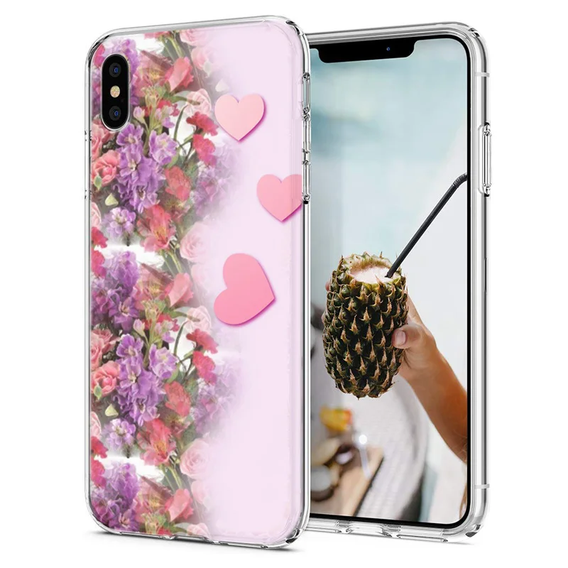 Силиконовый чехол для телефона iPhone 6 7 8/6 8 Plus X XS Max XR розовые цветочные чехлы мягкий