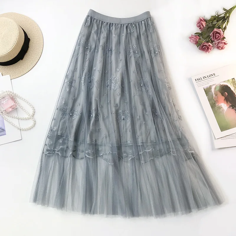 Вышитая юбка 2020 новый стиль свежая Одуванчик вышитая женская элегантная