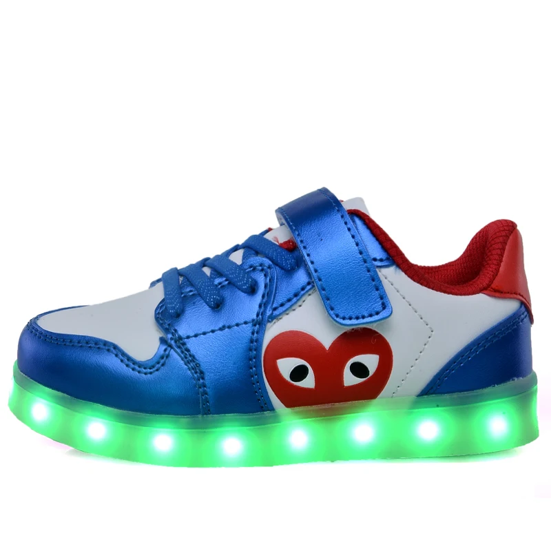 

2018 Blue Black New children Glowing sneakers Led luminous Shoes For Boys girls Fashion Light Up Casual kids 7 Colors USB charge