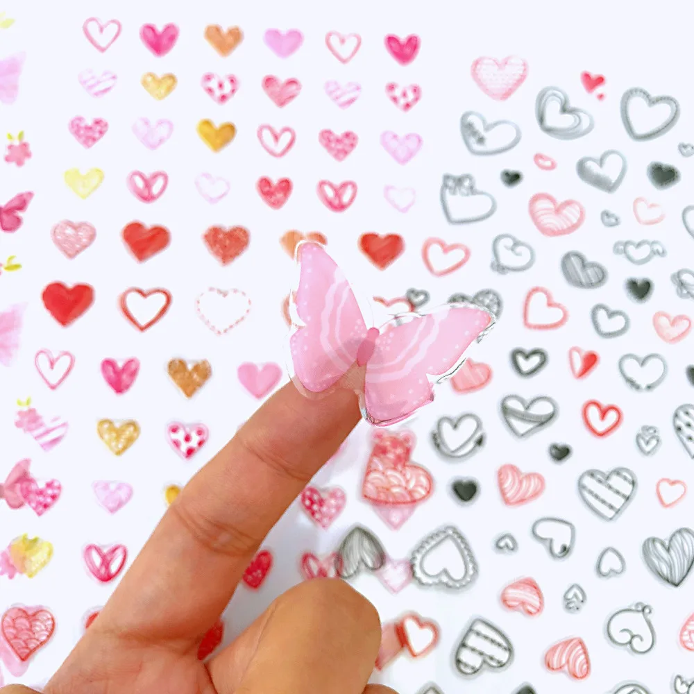 1 лист Kawaii Сердце Бабочка DIY Adhensive мини-наклейки Канцелярские Декоративные палочки этикетки школьные офисные принадлежности