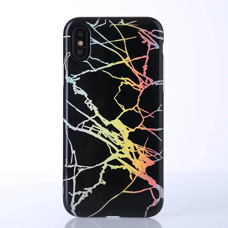 Для iphone 8 плюс гальванических Bling Chrome Мрамор камень мягкий чехол для iPhone 6S 7 Plus X IMD