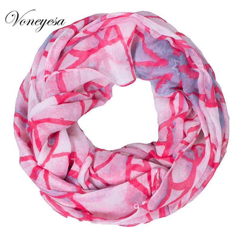 Для женщин кольцо Шарфы для весной и летом полиэстер Снуд шарф печатных