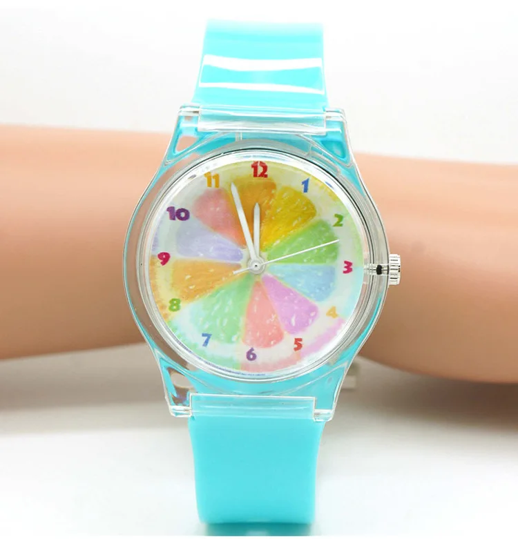 Красочные часы с изображением фруктов и циферблатом Подарочные наручные для