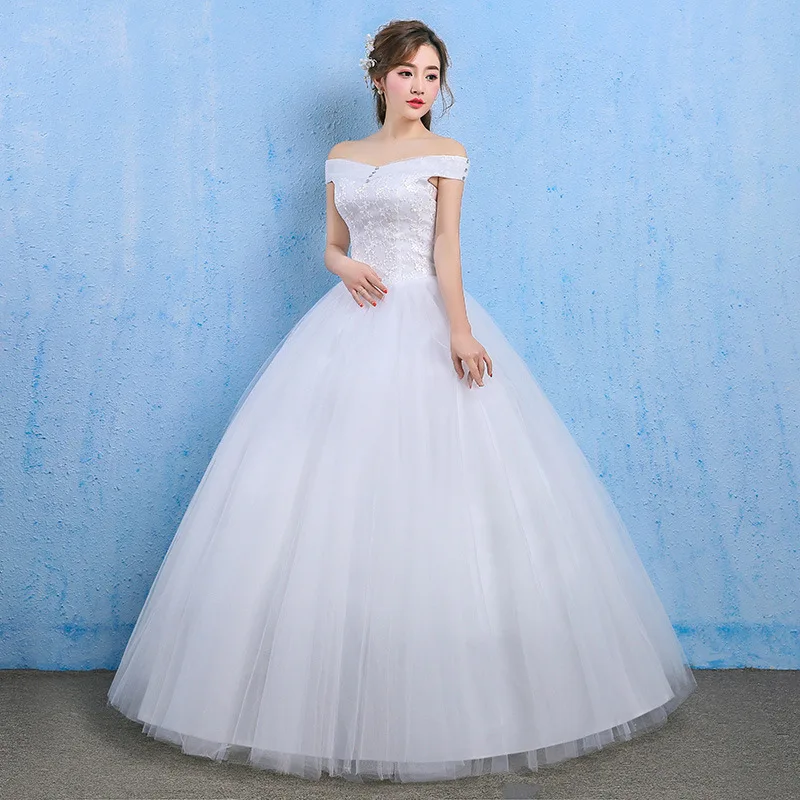 Vestido De Novia Роскошные свадебные платья с кристаллами бальное платье с открытыми плечами на шнуровке элегантное Дешевое кружевное свадебное платье Robe De Mariee