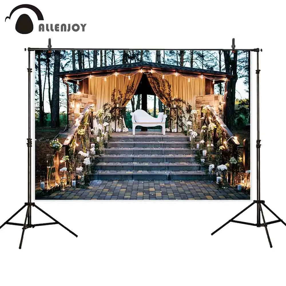 Allenjoy свадебный фон для фотосъемки романтические белые цветы подсветка ступеней