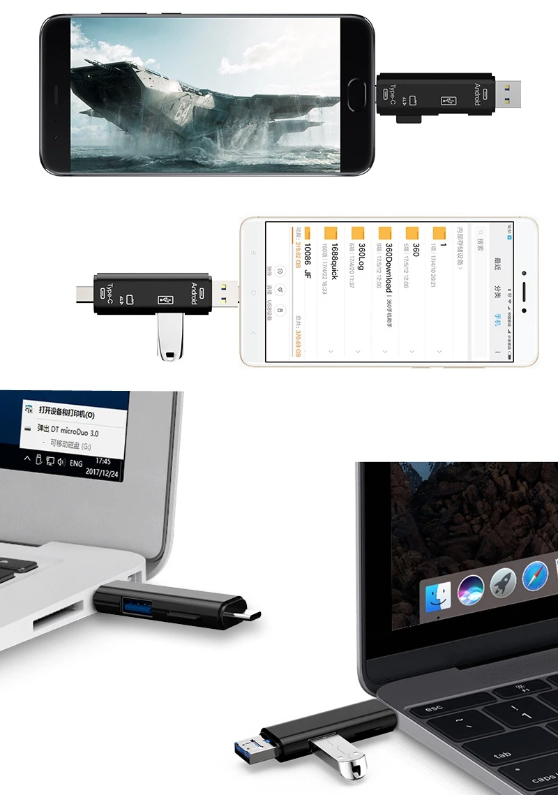 Type C Micro USB TF кард ридер 2 0 OTG адаптер для MACBOOK samsung Galaxy S5 S6 S7 Edge S8 S9 Plus huawei