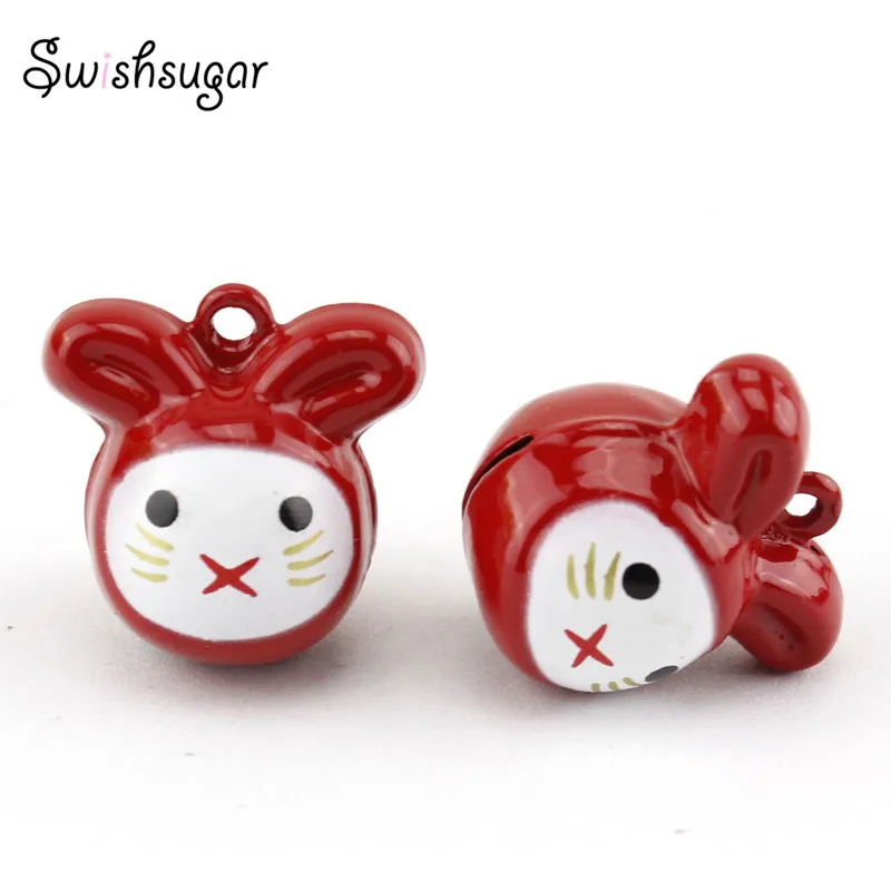 

Cutie Rabbit Head Shape Animal Metal Cartoon Bell Pendant Fit Charms Red Color