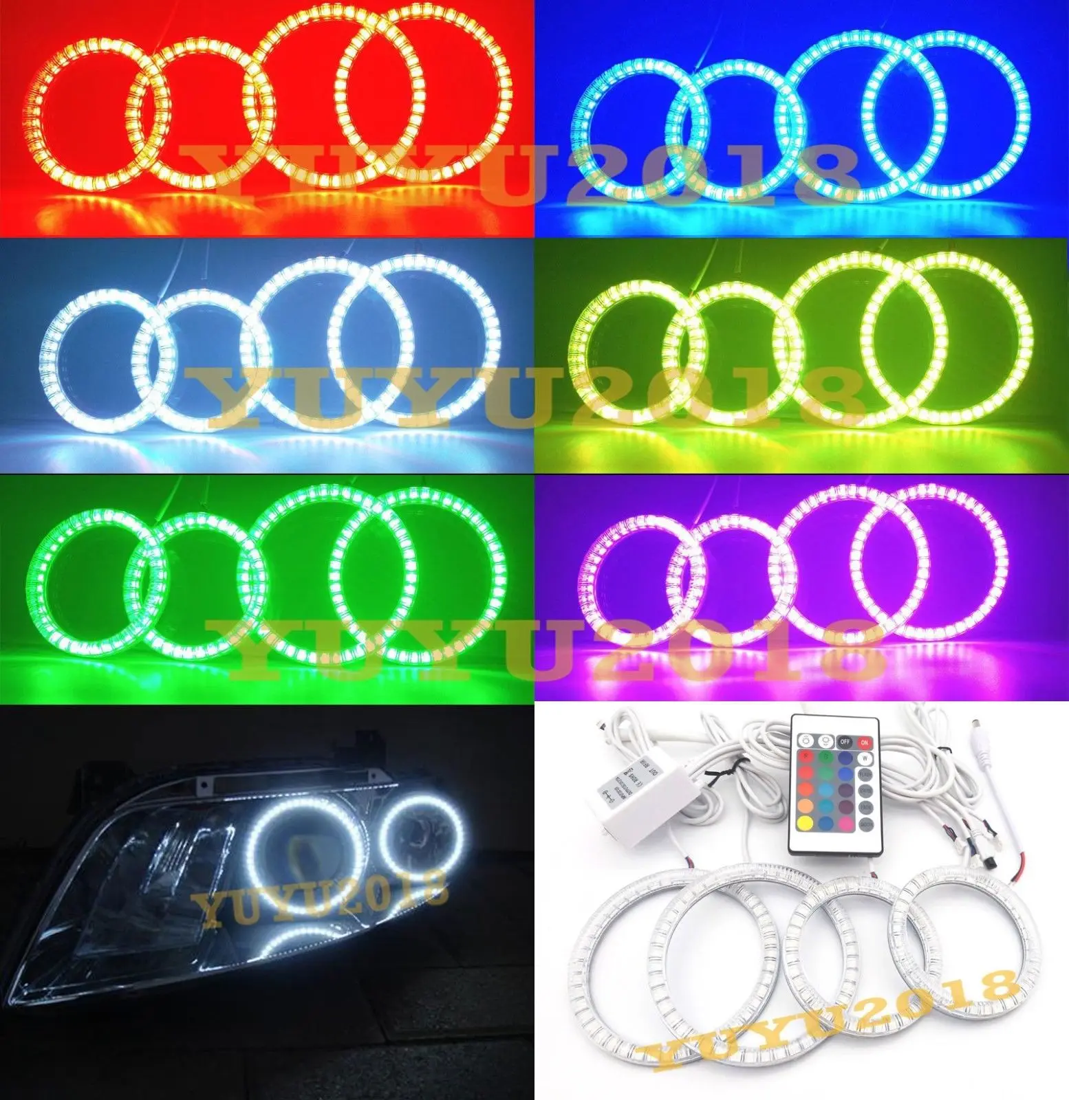 Кольца с гало RGB подходят для infiniti FX35 FX45 2003-2008 автомобильные фары многоцветные