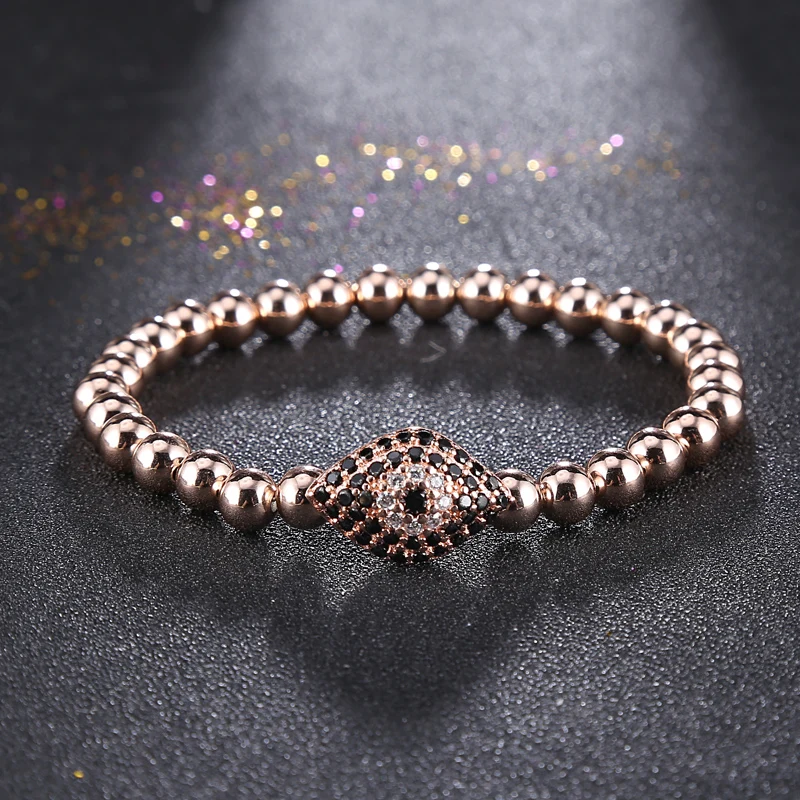 Топ продаж 4 вида цветов браслет 6 мм Круглый бисер микро проложить глаз с