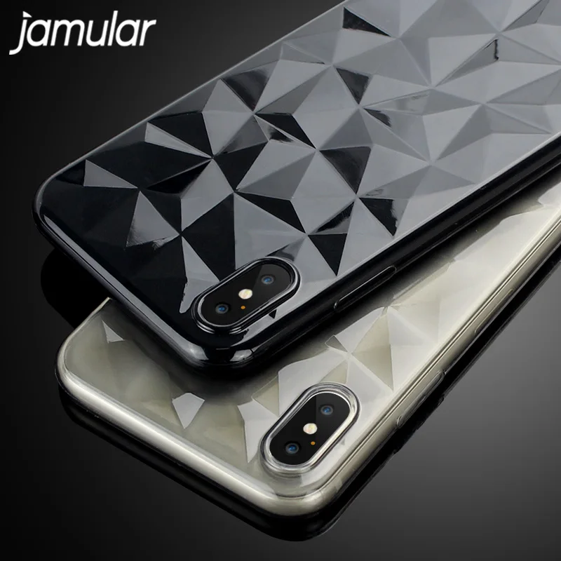 Прозрачный чехол JAMULAR 3D Diamond для iPhone 7 8 Plus X 10 прозрачный Ультратонкий Мягкий из ТПУ