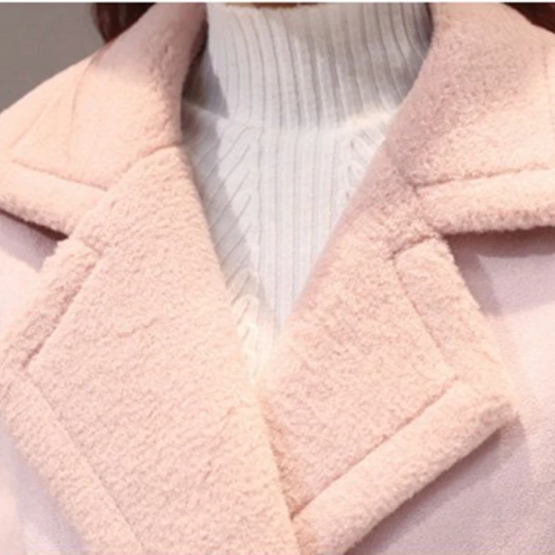 2017 женское осенне-зимнее шерстяное пальто повседневное из овечьей шерсти модная