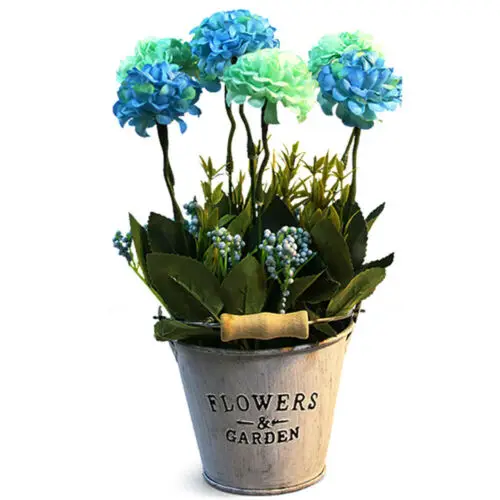 Bouquet Artificial Silk Rose Fake Garden Plant Flower+Iron Bucket Home Decor DIY | Дом и сад