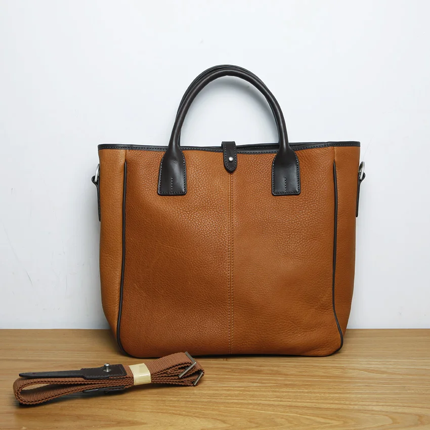 LAN Men's genuine leather handbag  concise  leisure business bag Large TOTE bag