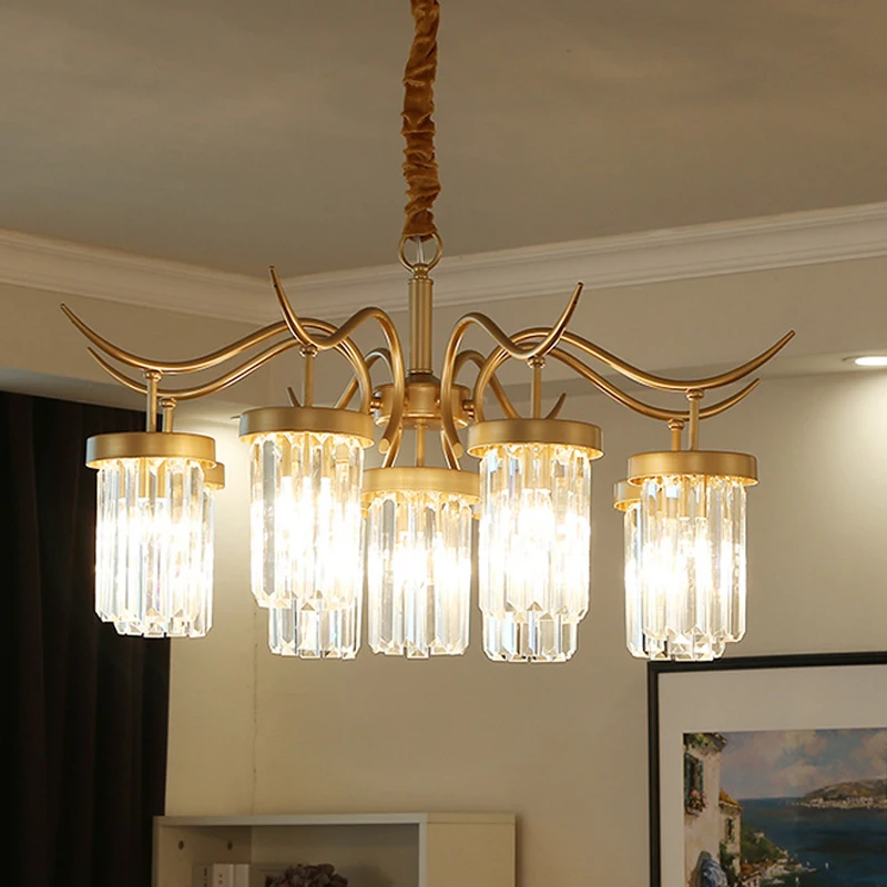 American country crystal chandelier simple living room dining creative study bedroom luxury home garden lighting fixture | Лампы и