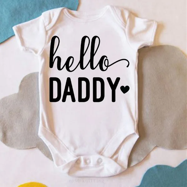 HY0195 DERMSPE/комбинезон с короткими рукавами и милым принтом «Hello Daddy» для новорожденных и маленьких мальчиков и девочек; белые комплекты одежды - Цвет: HY0195