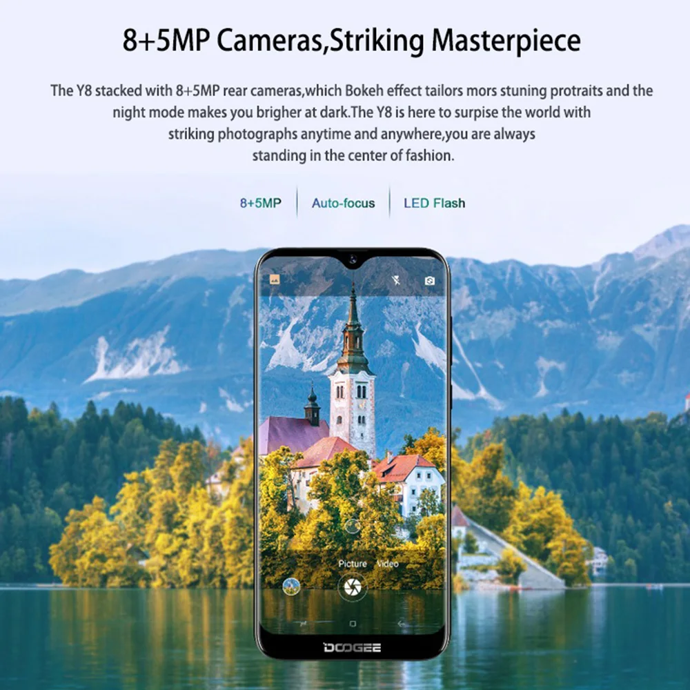 DOOGEE Y8 Android 9 0 MTK6739 четырехъядерный смартфон 6 1 дюймов FHD 19:9 8 Мп + 3 Гб 16 3400 мАч 4G LTE