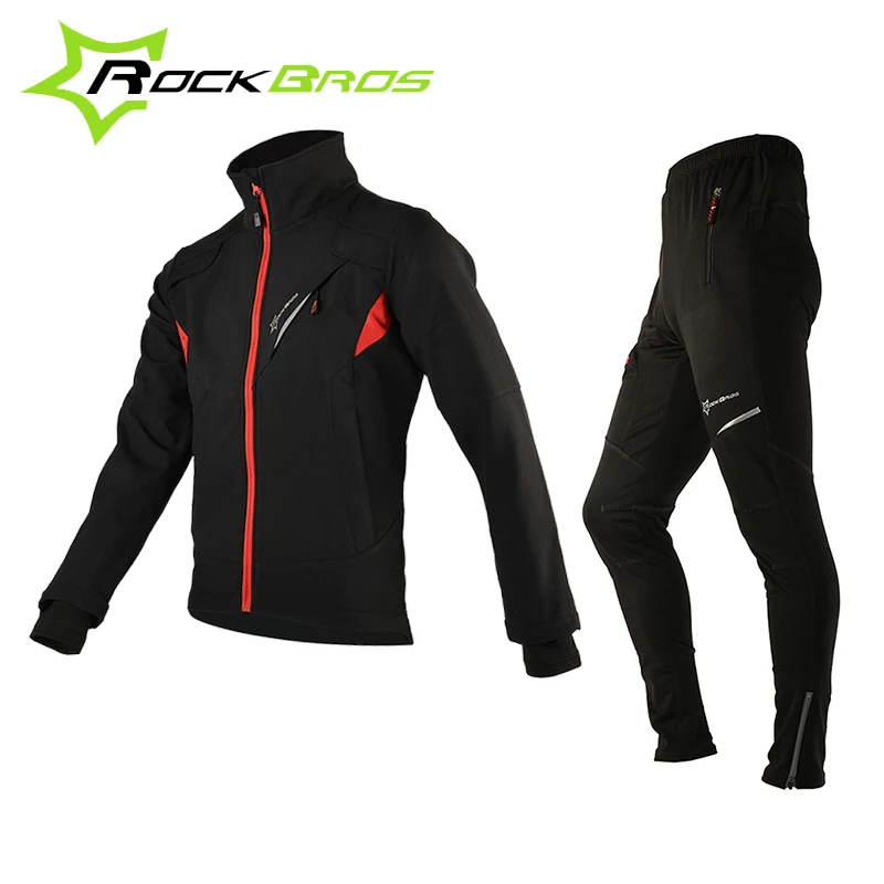 ROCKBROS велосипедные наборы зимняя флисовая термо куртка мужские штаны Зимняя
