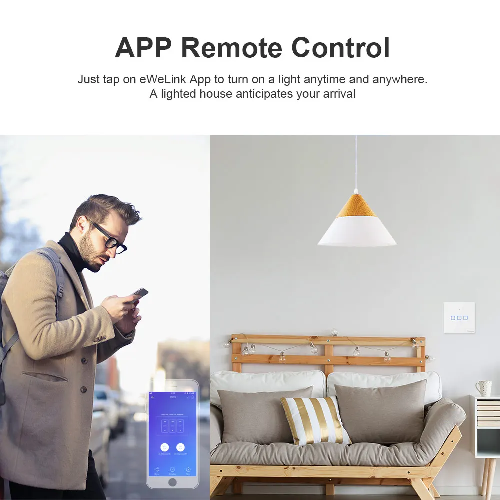 Беспроводной настенный сенсорный выключатель SONOFF новый T1UK wi fi таймер 1/2/3